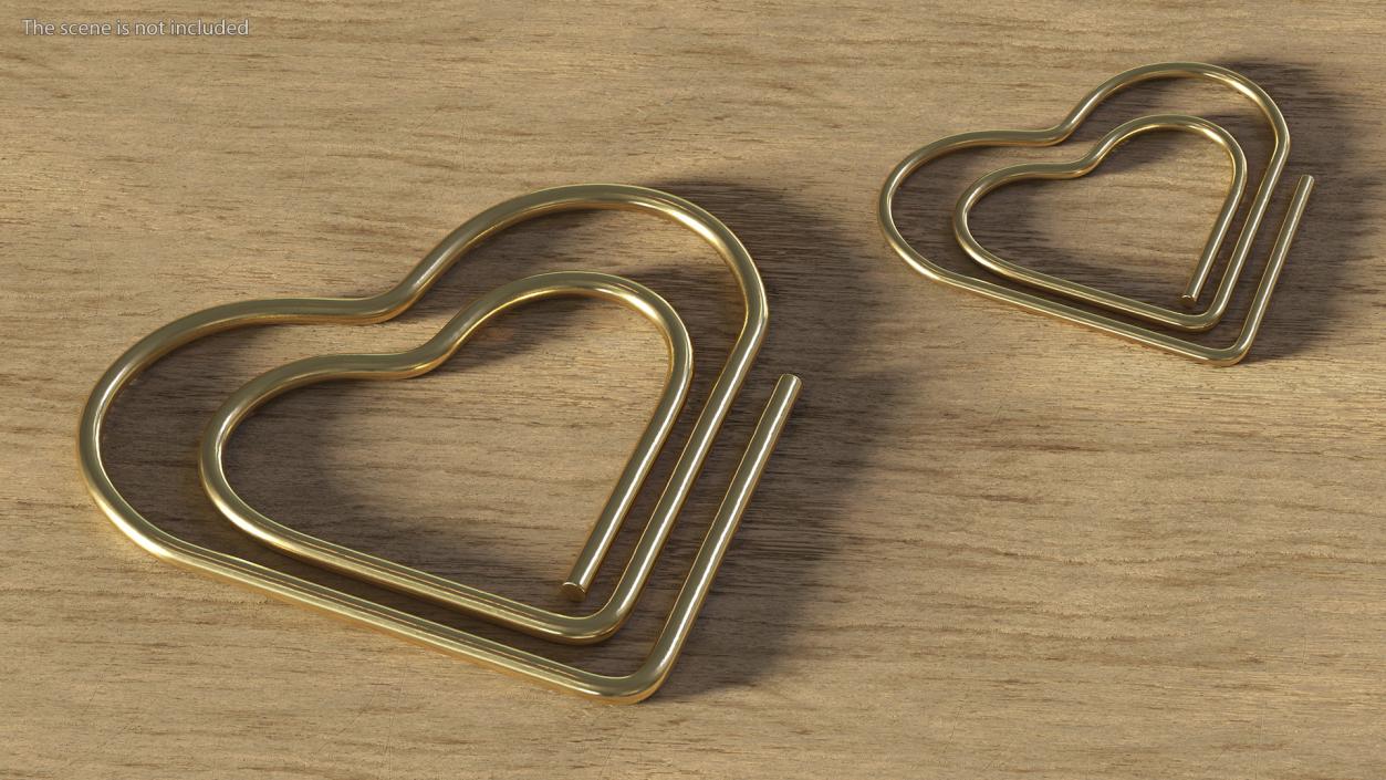 Paper Clip Heart Shape Gold 3D