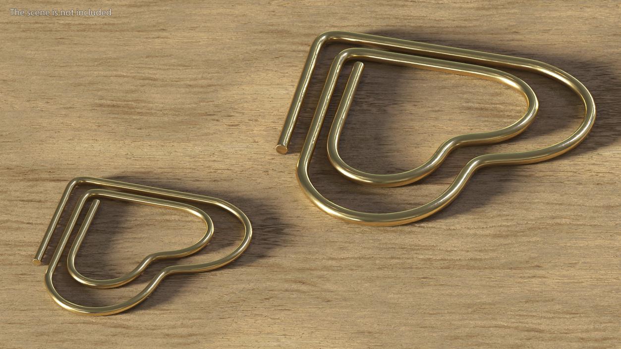 Paper Clip Heart Shape Gold 3D