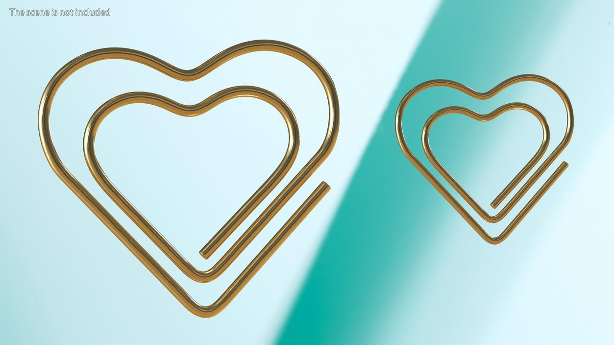 Paper Clip Heart Shape Gold 3D