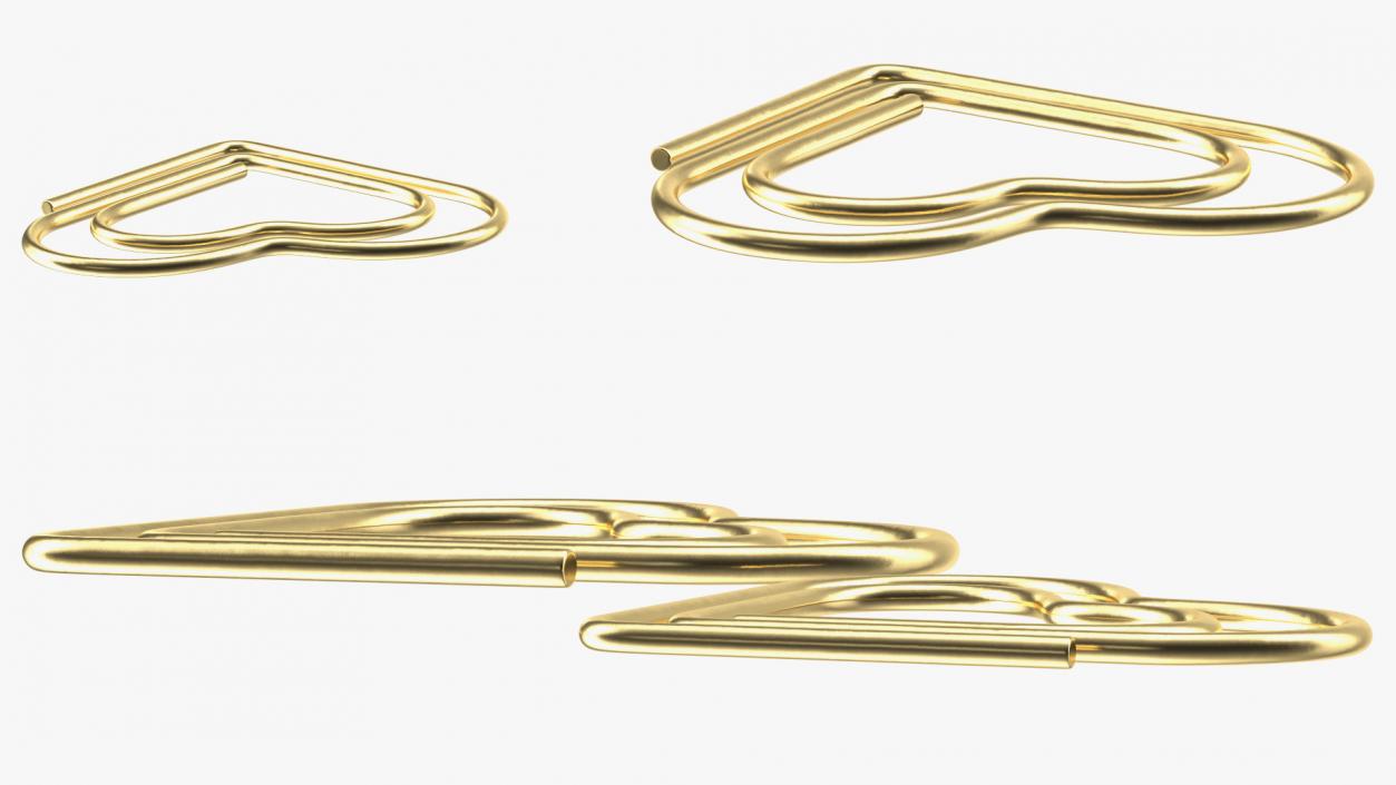 Paper Clip Heart Shape Gold 3D