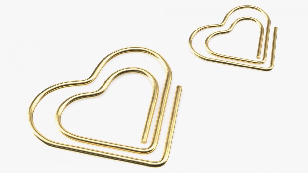 Paper Clip Heart Shape Gold 3D