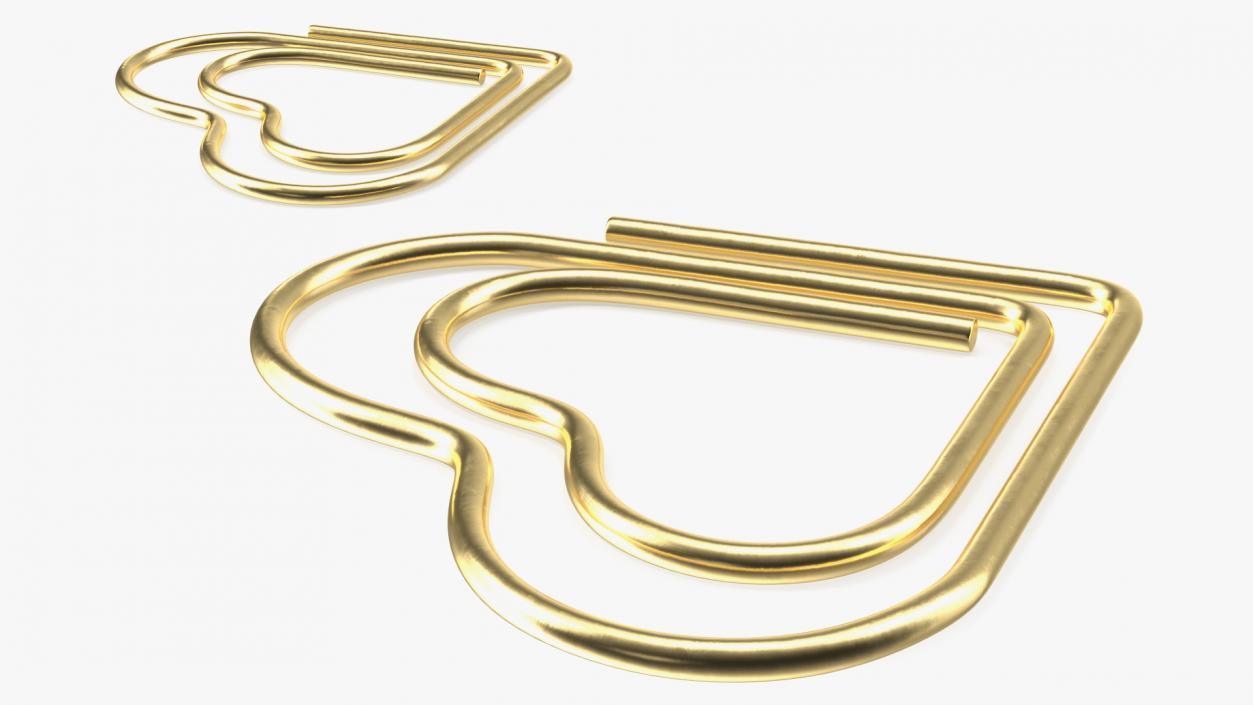 Paper Clip Heart Shape Gold 3D