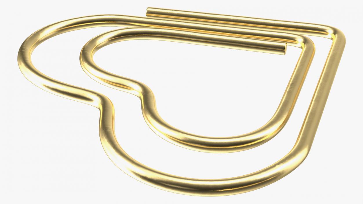 Paper Clip Heart Shape Gold 3D