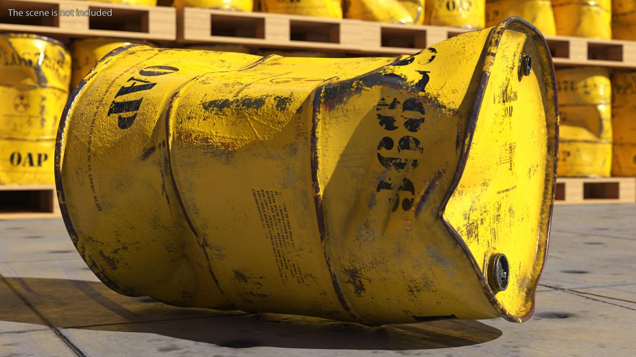 Damaged Radioactive Waste Barrel 3D