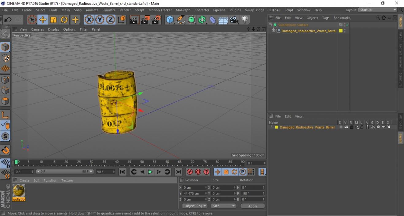 Damaged Radioactive Waste Barrel 3D