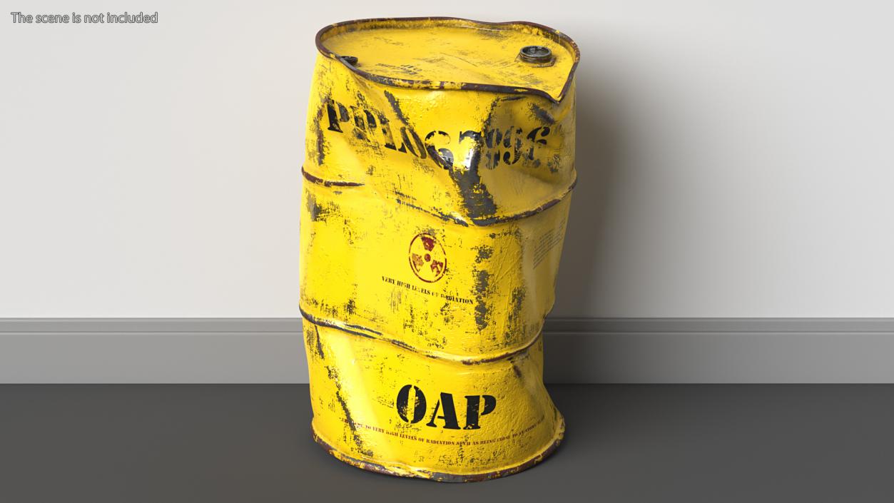 Damaged Radioactive Waste Barrel 3D