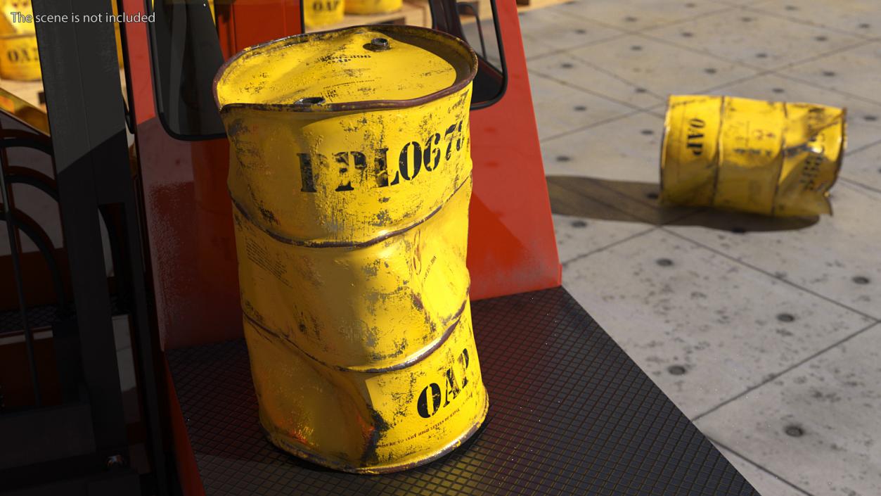 Damaged Radioactive Waste Barrel 3D