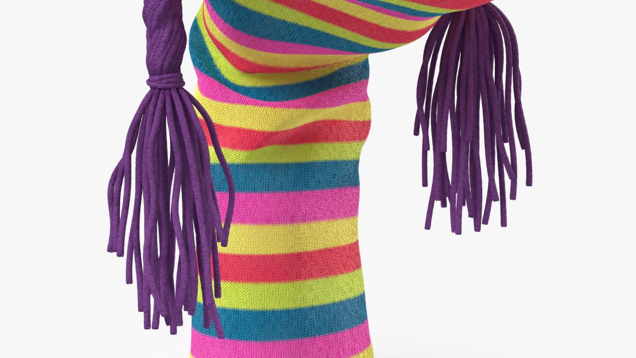 Sock Puppet Character Striped Girl Smiling Pose 3D