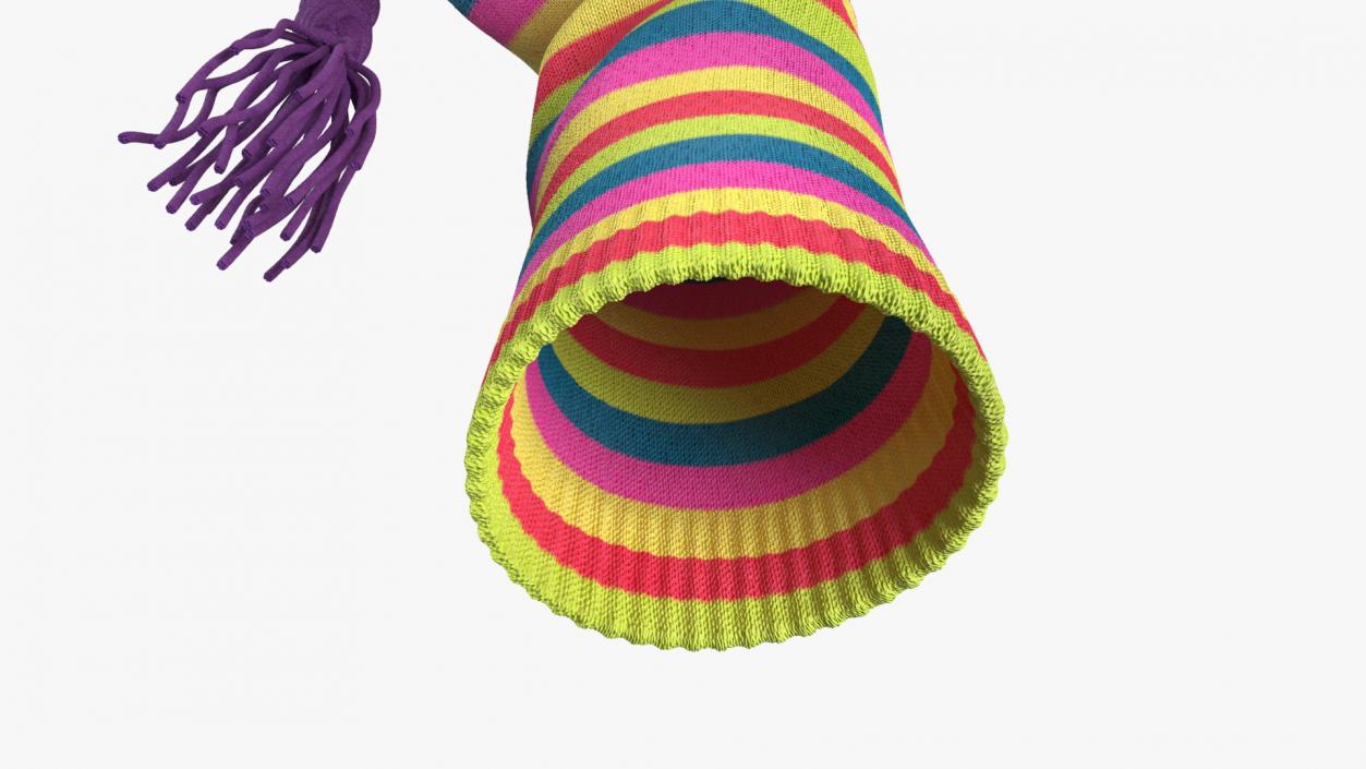 Sock Puppet Character Striped Girl Smiling Pose 3D