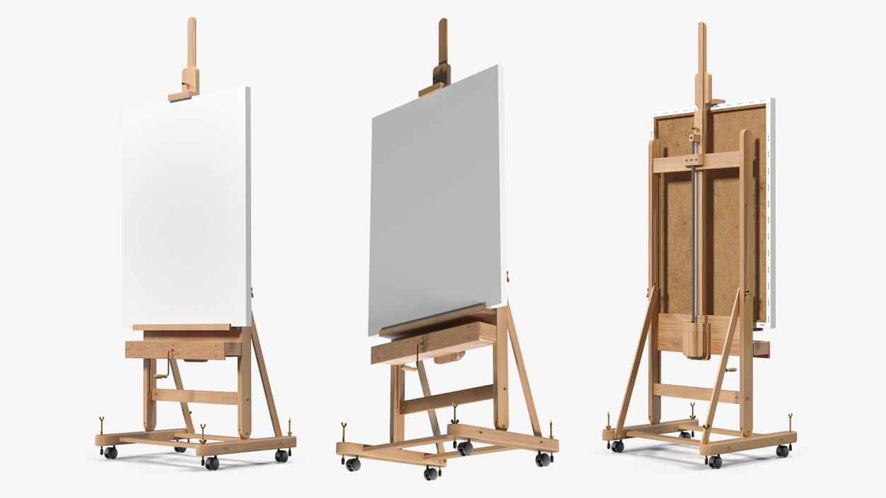 3D model Studio Easel with Clean Canvas