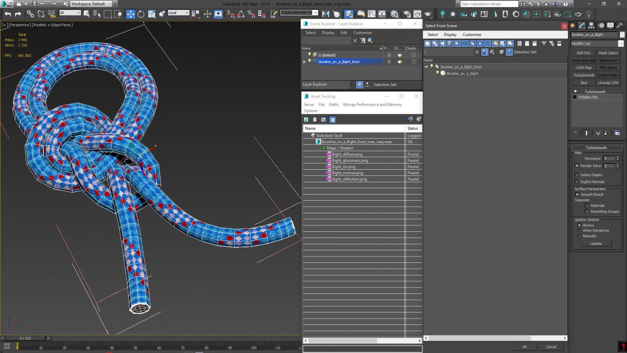 3D Bowline on a Bight Knot model