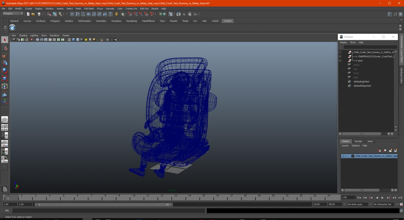 Child Crash Test Dummy in Safety Seat 3D