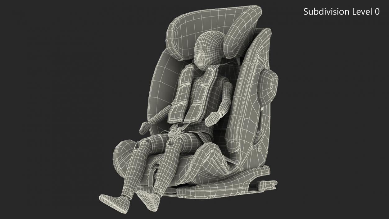 Child Crash Test Dummy in Safety Seat 3D