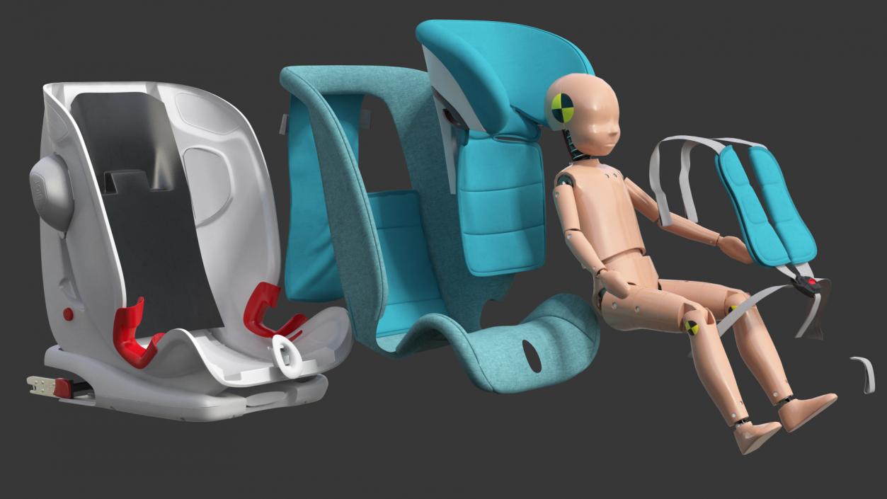 Child Crash Test Dummy in Safety Seat 3D