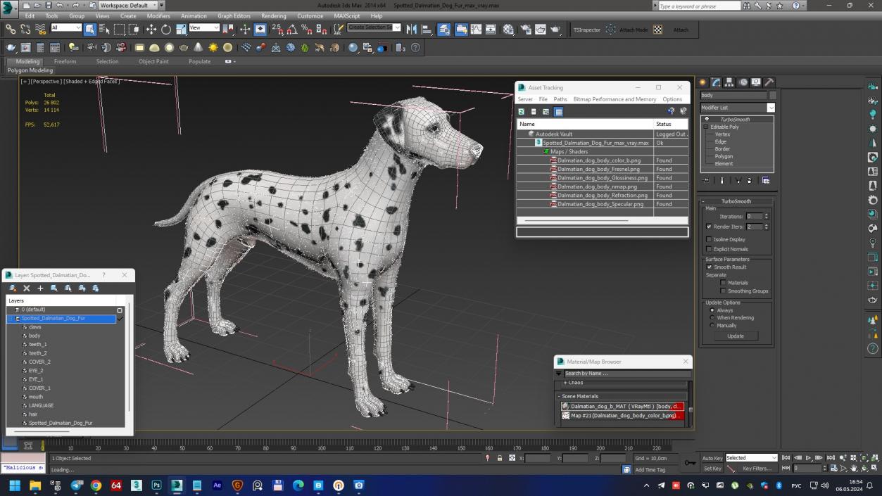 3D model Spotted Dalmatian Dog Fur