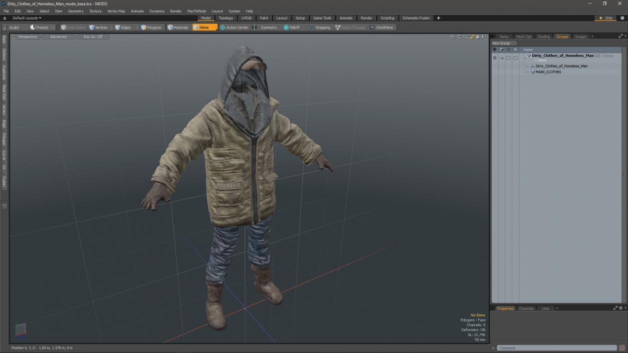 Dirty Clothes of Homeless Man 3D model