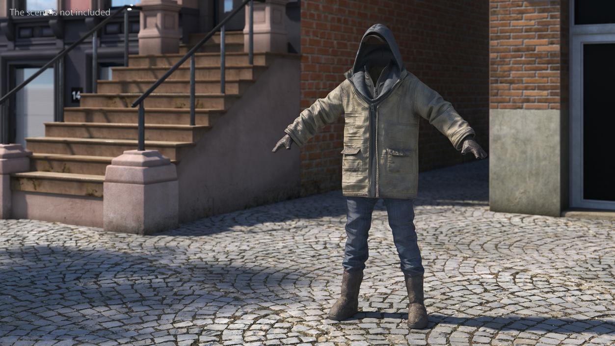 Dirty Clothes of Homeless Man 3D model