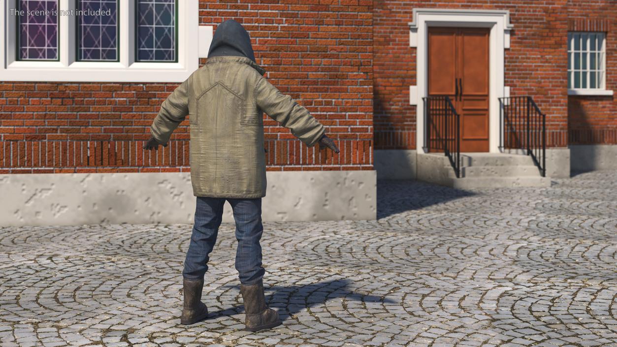 Dirty Clothes of Homeless Man 3D model