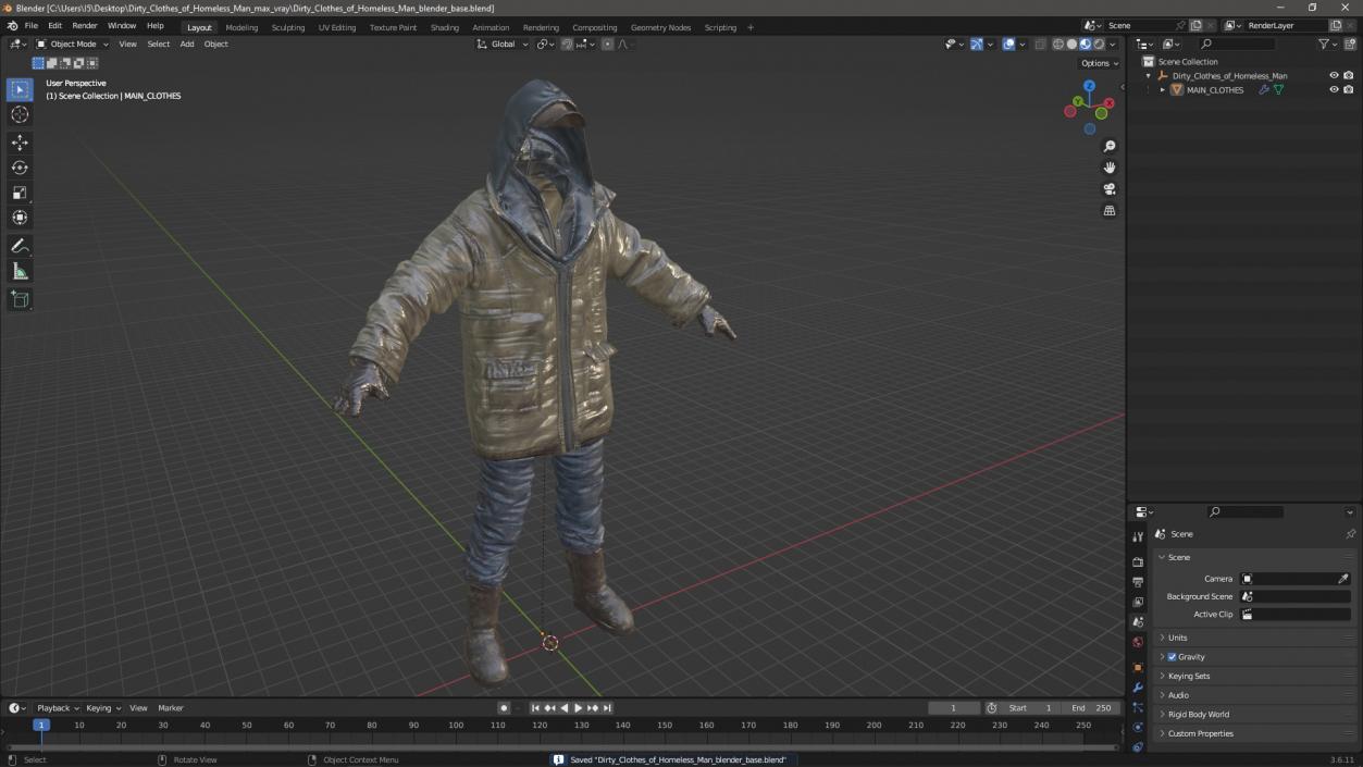 Dirty Clothes of Homeless Man 3D model