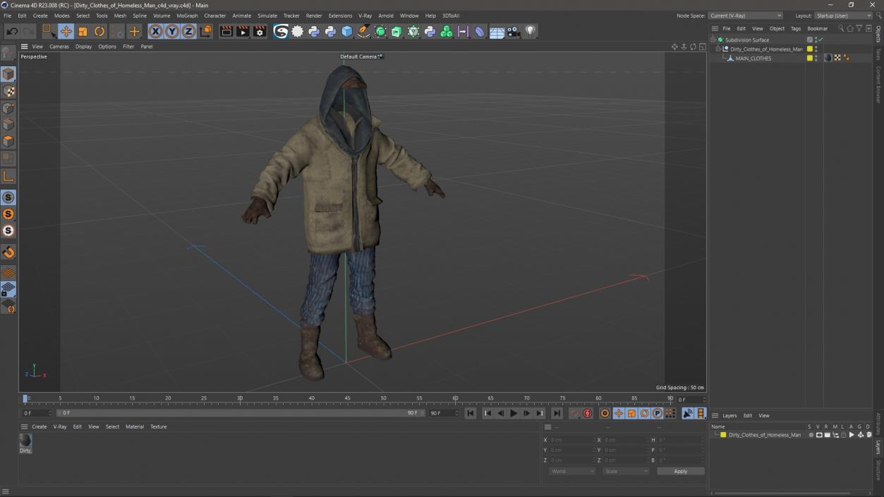 Dirty Clothes of Homeless Man 3D model