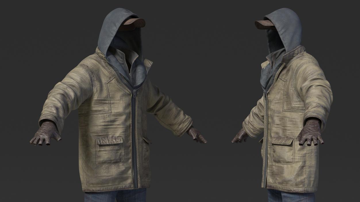 Dirty Clothes of Homeless Man 3D model