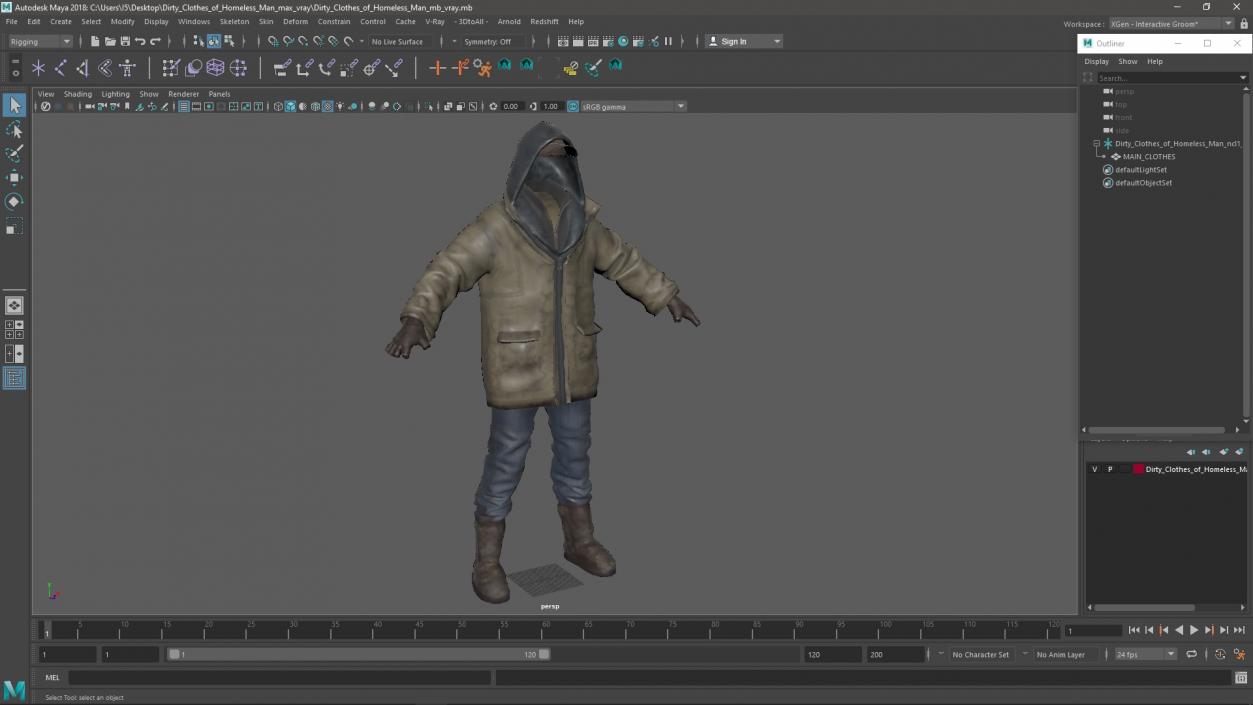 Dirty Clothes of Homeless Man 3D model