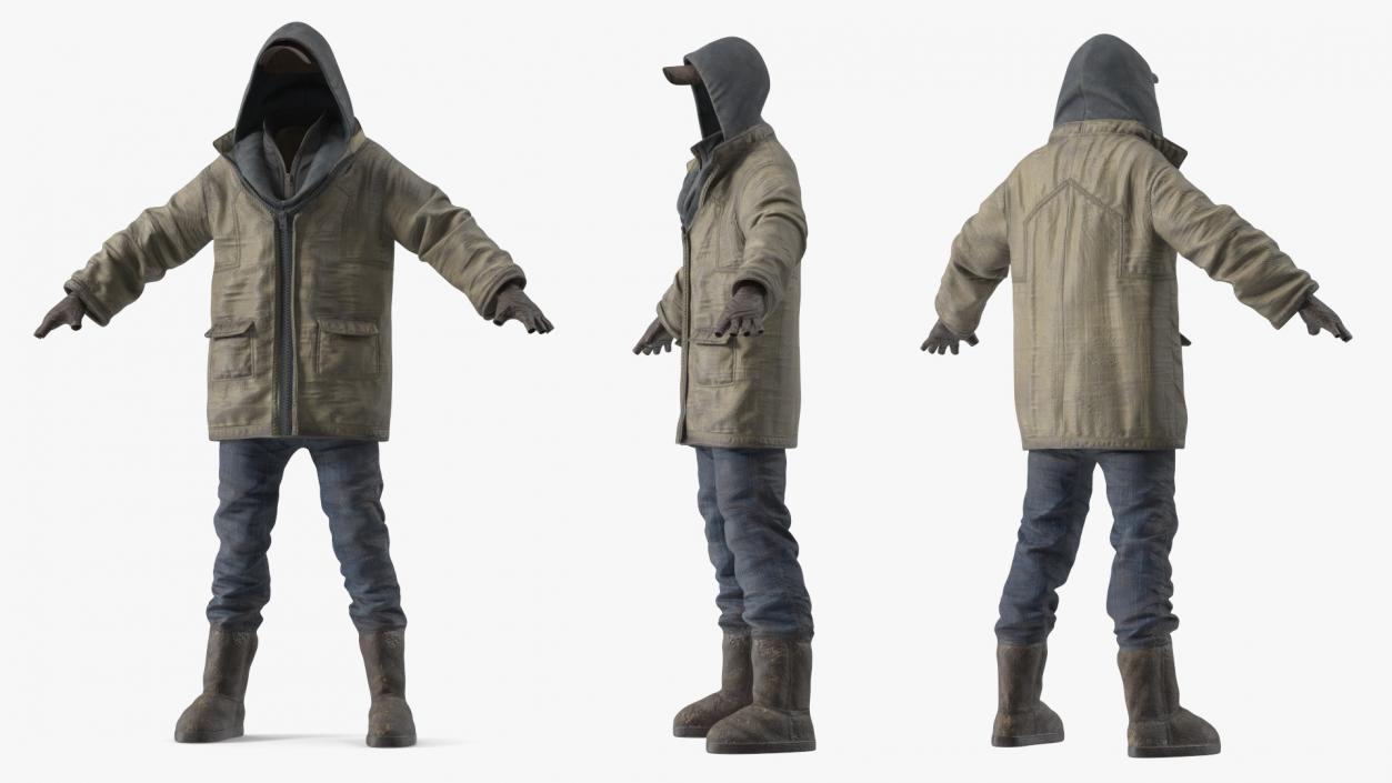 Dirty Clothes of Homeless Man 3D model