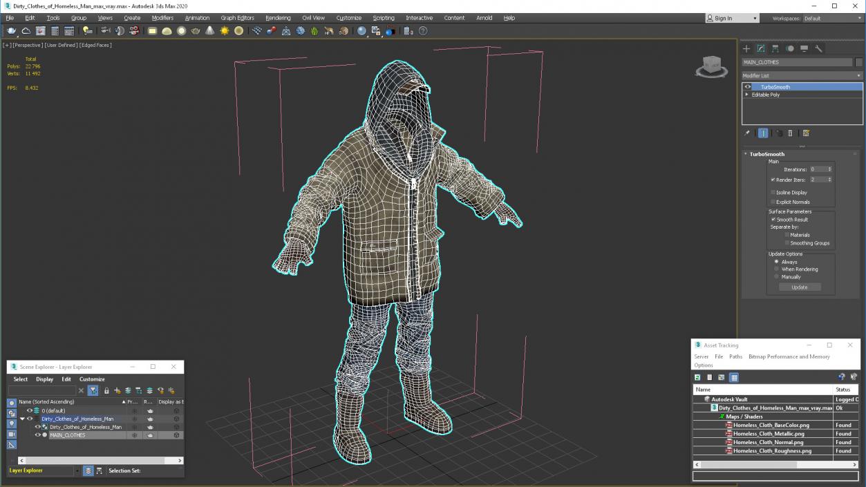 Dirty Clothes of Homeless Man 3D model