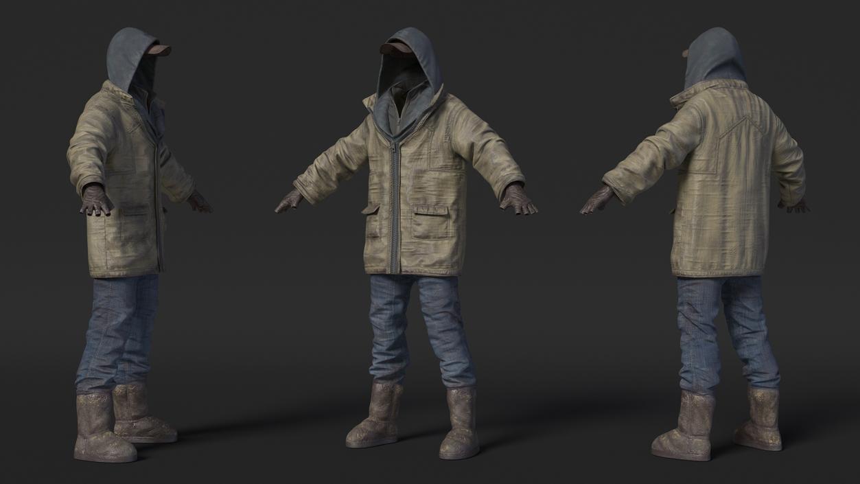 Dirty Clothes of Homeless Man 3D model