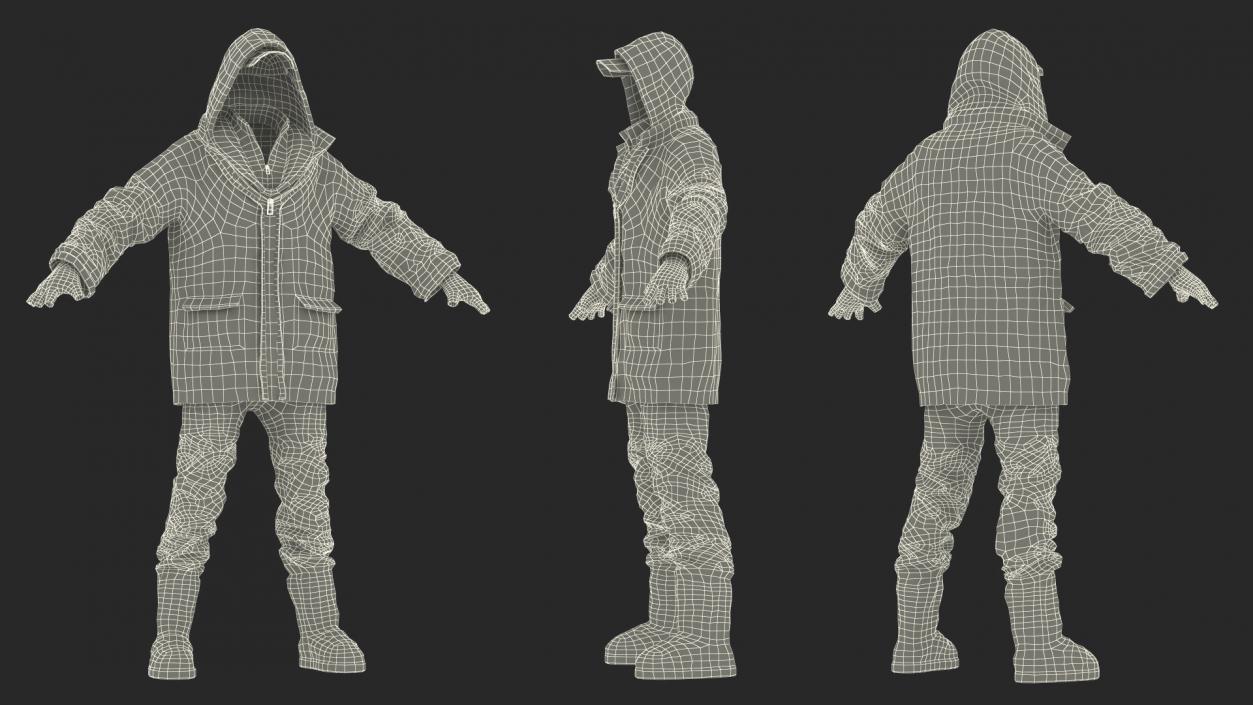 Dirty Clothes of Homeless Man 3D model