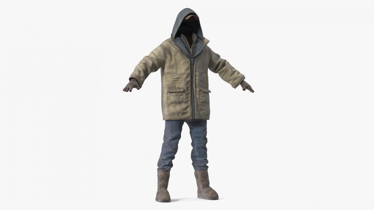 Dirty Clothes of Homeless Man 3D model