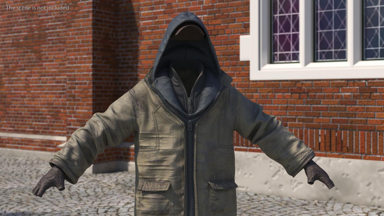 Dirty Clothes of Homeless Man 3D model