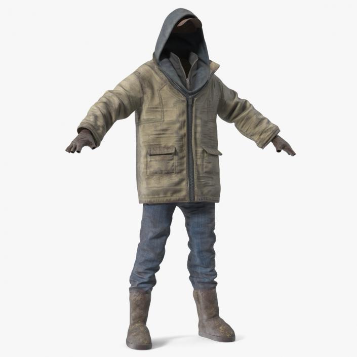 Dirty Clothes of Homeless Man 3D model