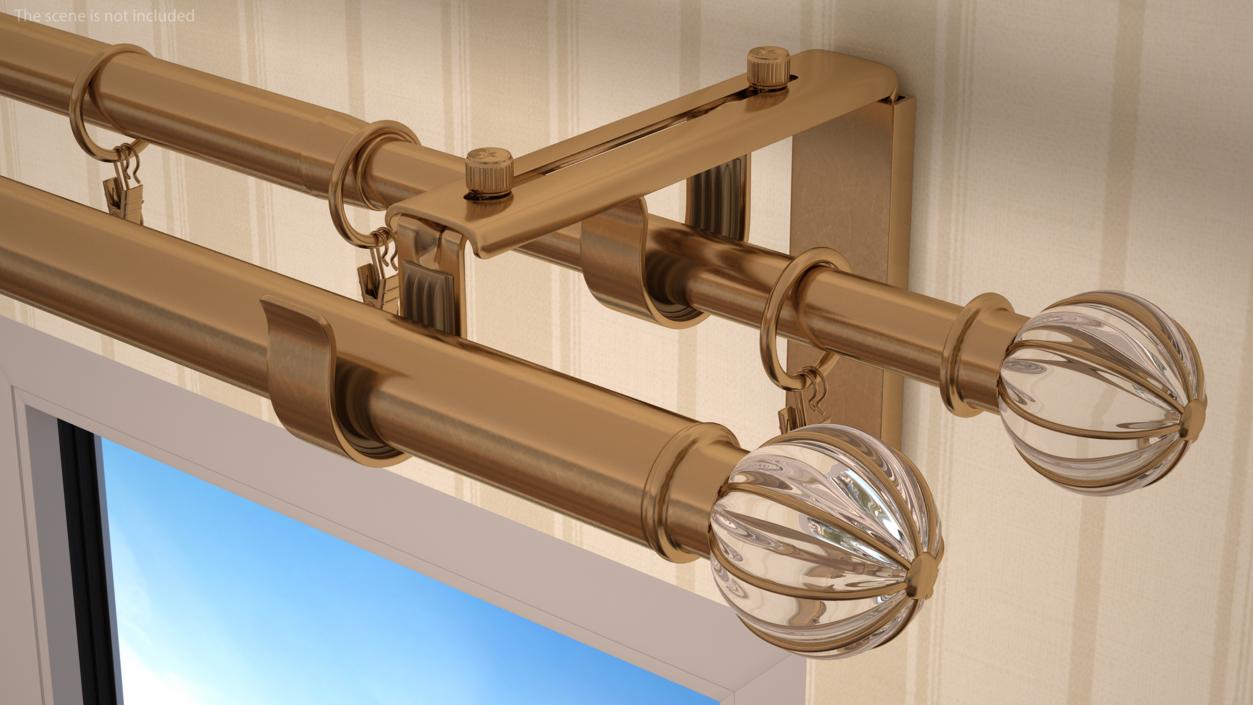 Gold Curtain Rods 3D