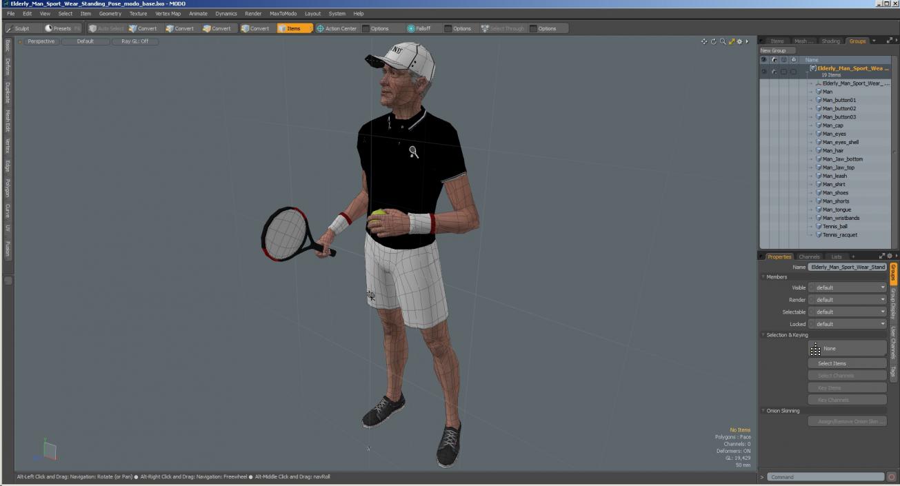 3D Elderly Man Sport Wear Standing Pose