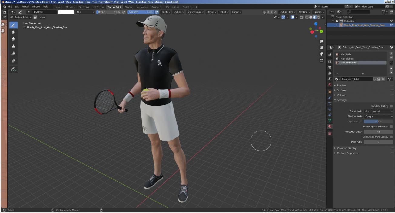 3D Elderly Man Sport Wear Standing Pose