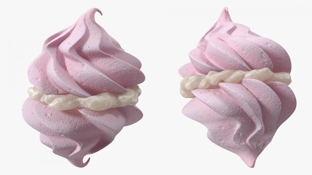 3D Pink Meringue Kisses with Vanilla Filling 2 model