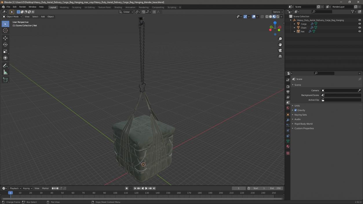 Heavy Duty Aerial Delivery Cargo Bag Hanging 3D model