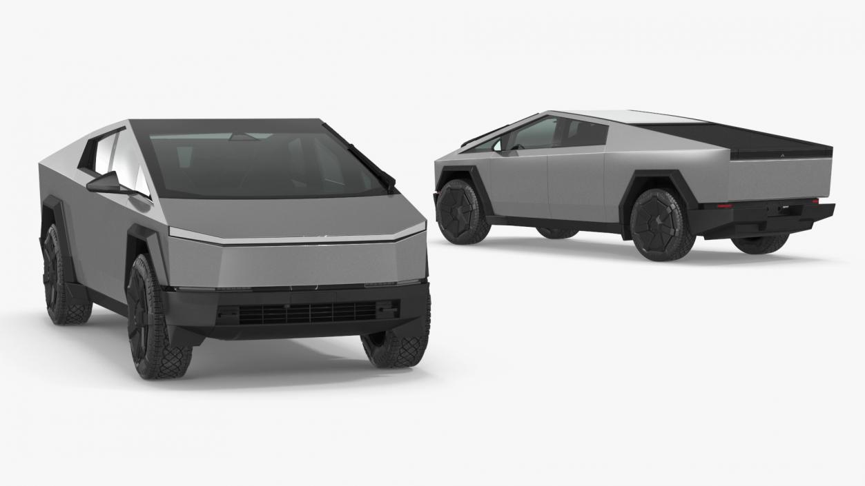 3D Tesla Cybertruck 2024 Silver model