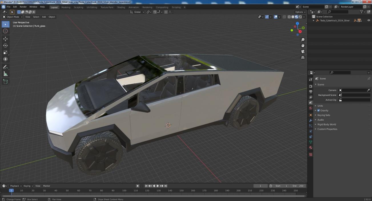 3D Tesla Cybertruck 2024 Silver model