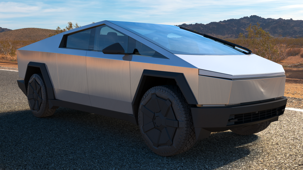 3D Tesla Cybertruck 2024 Silver model