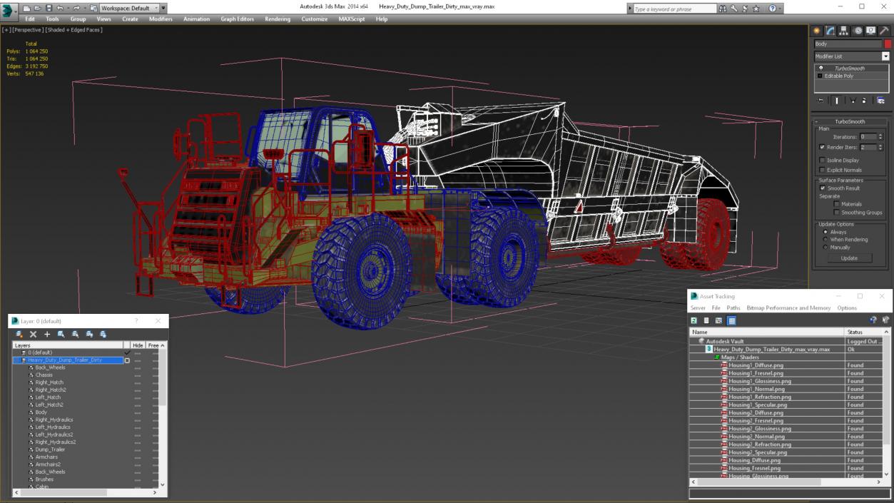 Heavy Duty Dump Trailer Dirty 3D model