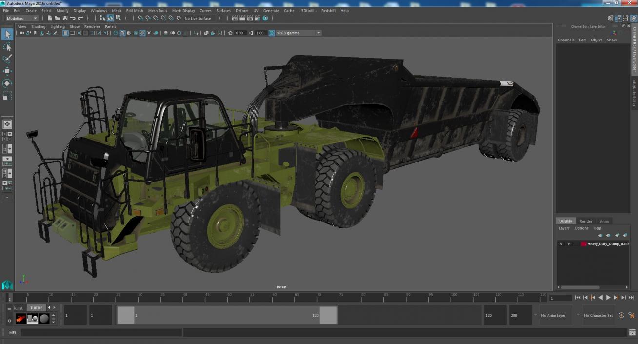 Heavy Duty Dump Trailer Dirty 3D model