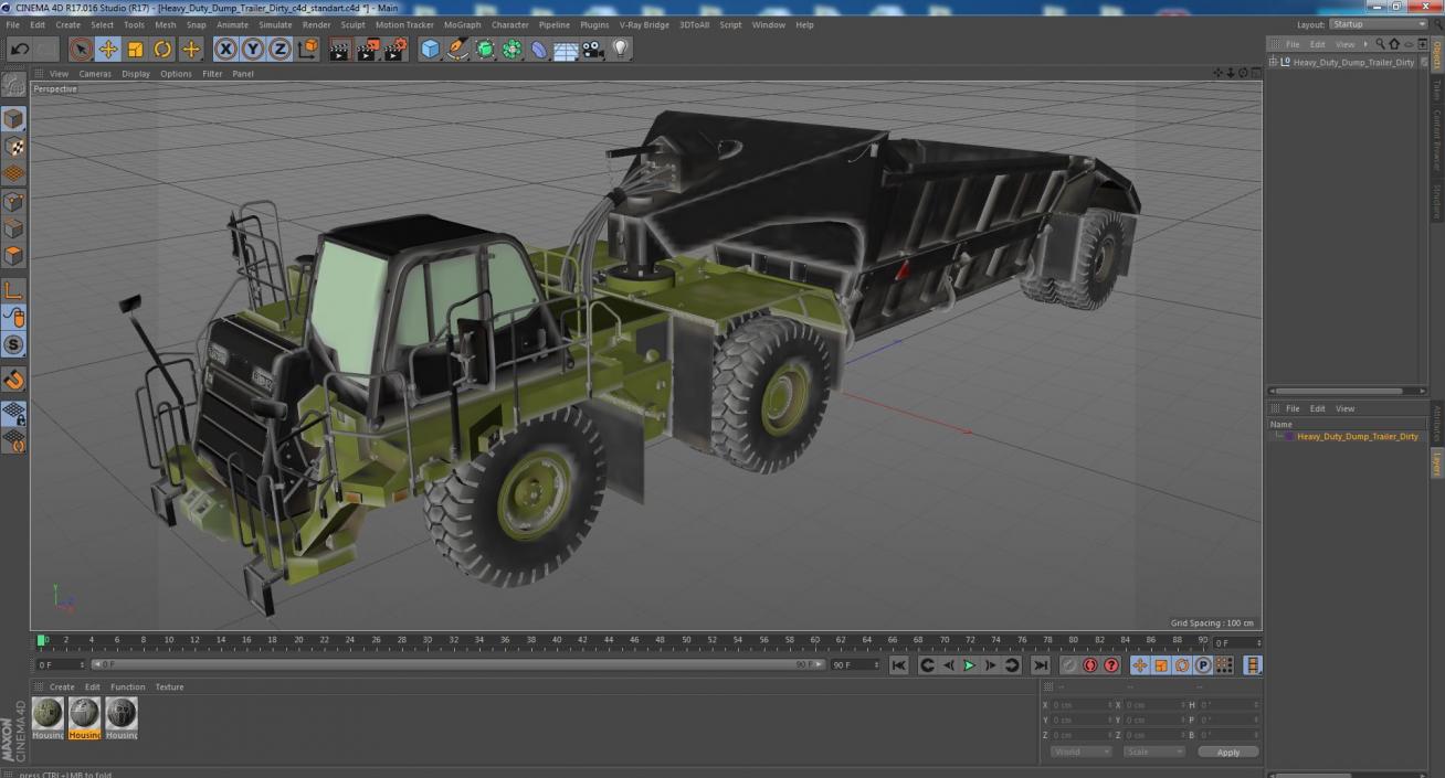 Heavy Duty Dump Trailer Dirty 3D model