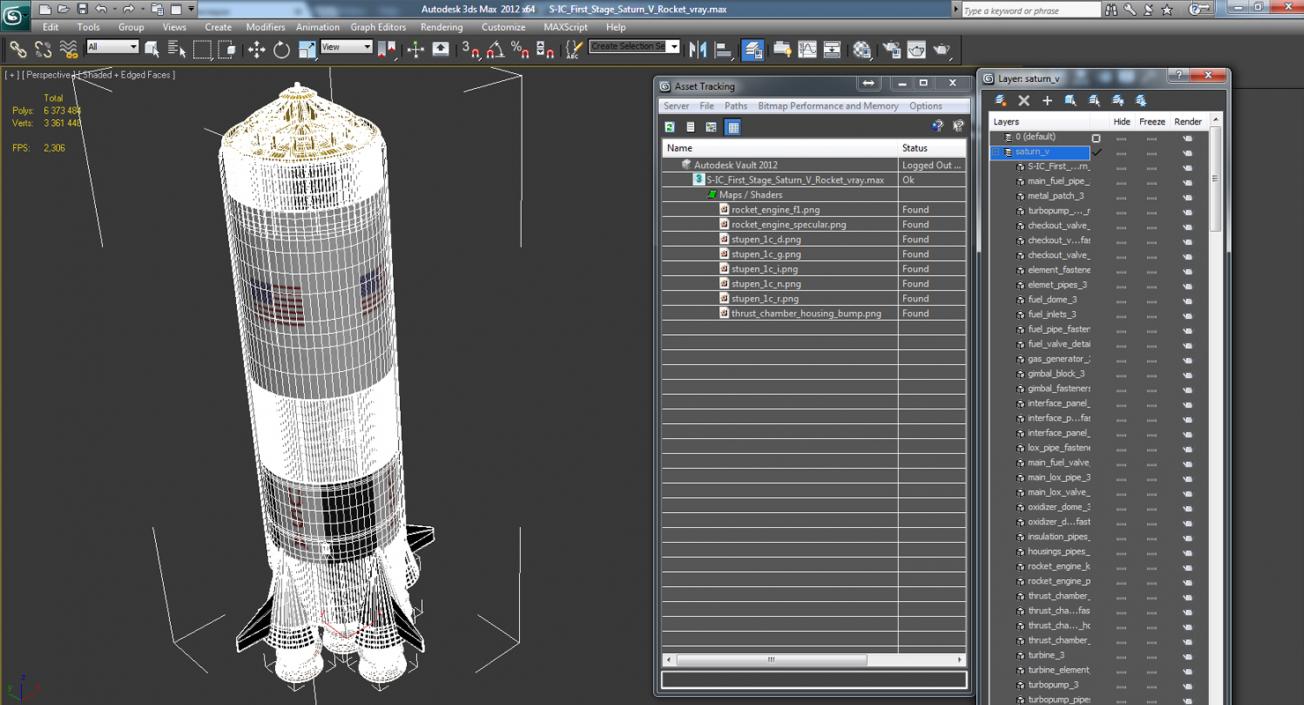 S-IC First Stage Saturn V Rocket 3D