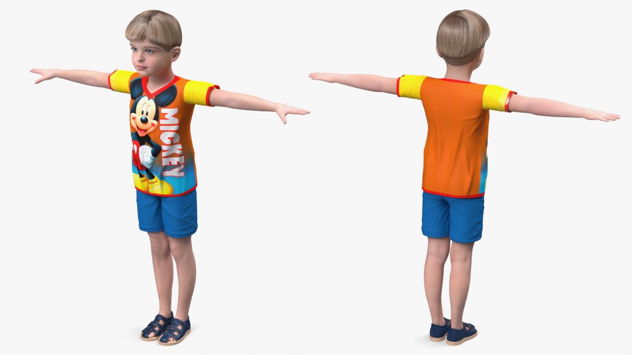 3D Realistic Child Boy T-Pose