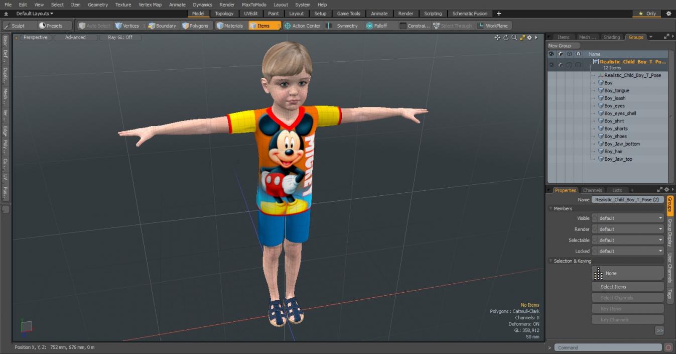 3D Realistic Child Boy T-Pose