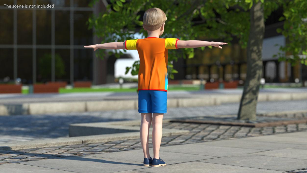 3D Realistic Child Boy T-Pose