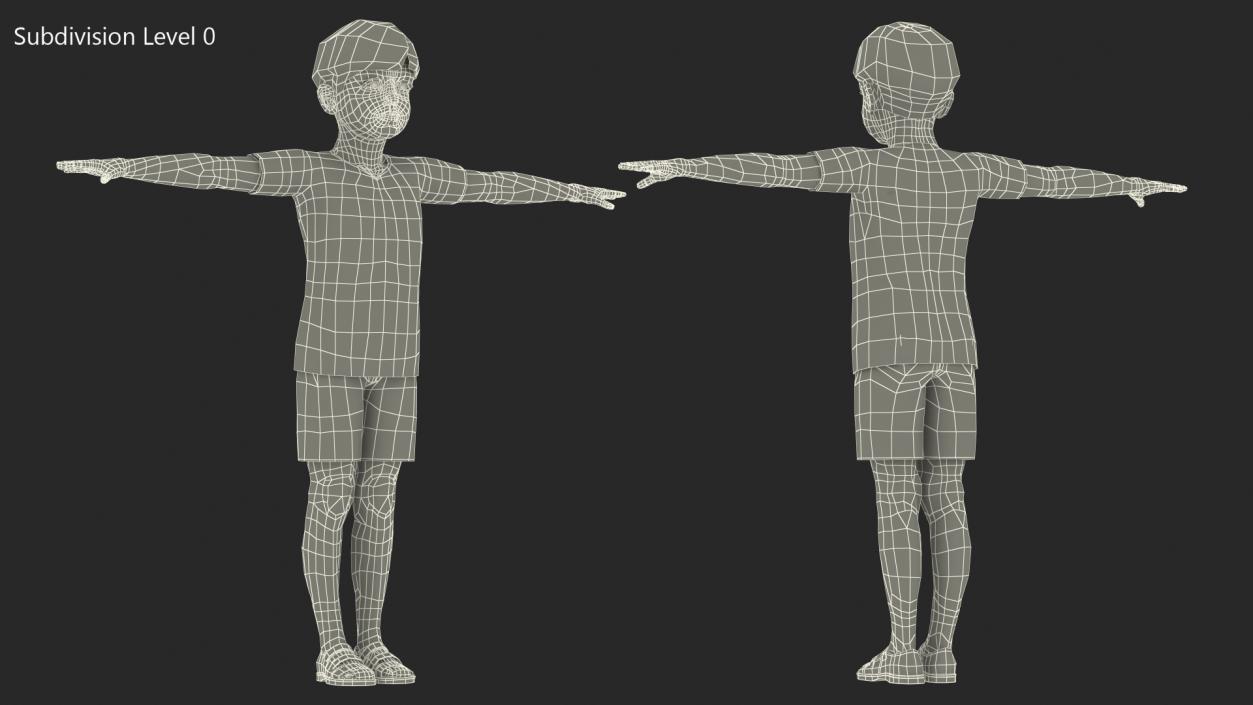 3D Realistic Child Boy T-Pose