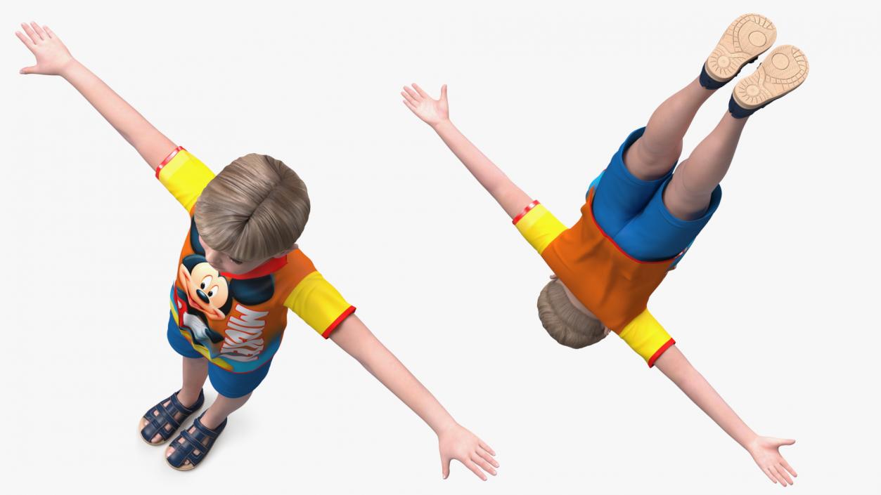 3D Realistic Child Boy T-Pose